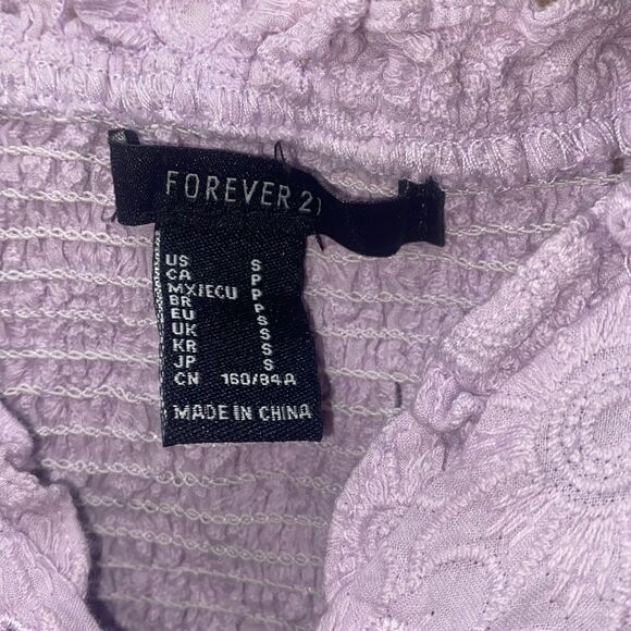 Forever 21 Lilac Lace Floral Crop Top sweetheart neckline with front tie string - Picture 2 of 4